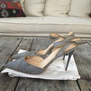 $350 plaid Stella McCartney ankle wrap heels